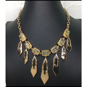 NWT Vince Camuto Simulated Quartz Goldtone Fringe Necklace 14"+2"